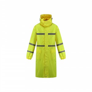 [Hot Item] Long Raincoat Hooded Men Waterproof Reflective Oxford Cloth Plastic Trench Coat Anti-Storm Overall Outdoor Travel Rain Coat