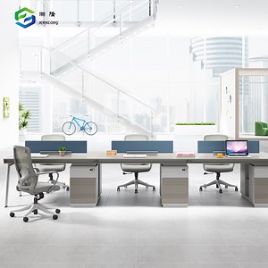 [Hot Item] Solid Wood 6 Person Office Desks Modern Linear Workstation Office Table
