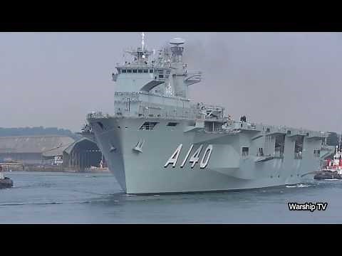 PHM ATLANTICO A140 (EX HMS OCEAN) LEAVES DEVONPORT NAVAL BASE FOR SEA TRIALS - 16th July 2018