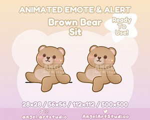 Animated Brown Bear Sitting | Seated | Waiting Emote and Alert for Twitch, Discord, Youtube, Kick - Etsy