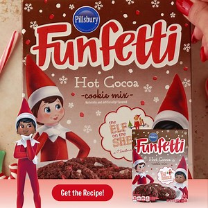 Enjoy a big cup of cheer when you make these Hot Cocoa Cookie Cups with Funfetti and The Elf on the Shelf®!☕ Click for the recipe! | Funfetti