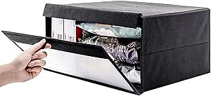 HOUZE Storage Bags, Foldable Storage Bins, Front Opening Storage with Translucent Window, Magnetic Open and Close, Sturdy Fabric for Bedroom, Closet, Clothing Organization and Storage, 26L Black