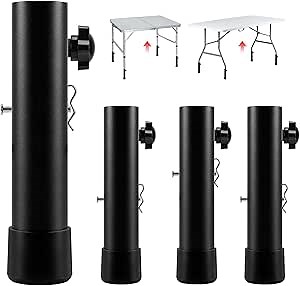 Amazon.com: Runspich Folding Tables Adjustable Table Leg Extenders and Risers - 4 Pack | Metal Heavy Duty Desk Leg Risers, Suitable for Straight and Bent Legs Extensions (2 Levels) : Tools & Home Improvement