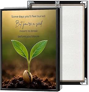 Inspirational Mental Health Poster Growth Mindset Wall Art Inspirational Text Seeds Prints Painting For School Office Wall Decor 12x16in Framed