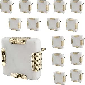 Indian Shelf 16 Piece Square White Stone Unique Drawer Handles Dresser Pulls Cabinet Knobs Modern Hardware