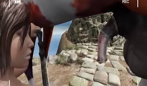 3d animation with lara and a huge cock