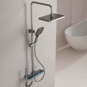 [Hot Item] Modern Thermostatic Control Digital Display Aluminum Shower Set with LED Blue Light
