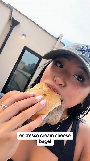 caffeine in a bagel??? #bagels #bagelsandwich #mukbang #foodie #foodlover #foryou #fyp | Baby Dumpling