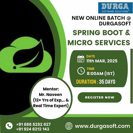 🔥 Spring Boot & Microservices Course | New Batch @ DurgaSoft | Starts 11th March 2025 | Enroll Now!🚀