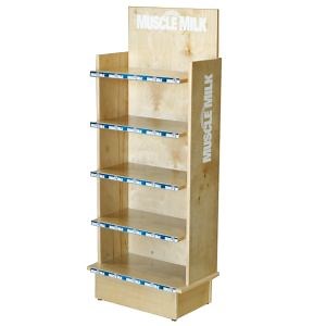 [Hot Item] Free Standing Customized Wooden MDF Beverage Wine Display Rack Bottle Stand