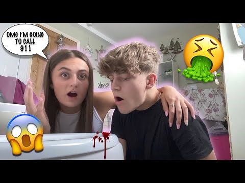 Coughing up BLOOD then *PASSING OUT* Prank on GIRLFRIEND *CUTE REACTION*