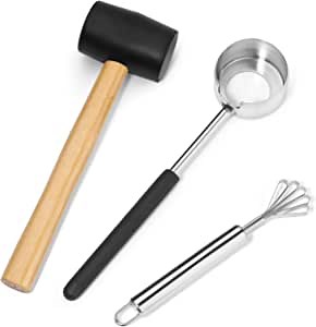 Coconut Opener Set for Young & Mature Coconuts by CoCoMaster |Coconut Tools for Meat Removal with Hammer & Stainless Steel Knife |Premium Utensil,Easy to Use and Comfortable,Super Safe For Your Hands
