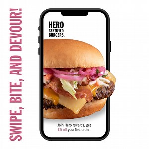 Don't miss out on exclusive offer and sizzle-worthy promos through the Hero App!  Download now & let the feast begin!  #HeroCertifiedBurgers #RealGood #OrderNow #OpenLate #Toronto GTA | Hero Certified Burgers | Facebook
