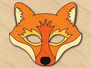 Fox Mask Printable, Paper DIY for Kids and Adults. PDF Template. Instant Download. for Birthday, Halloween, Party, Costumes. - Etsy