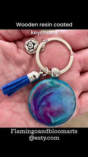 Wooden keychains done in resin infused with colors #resin #keychain #flamingoandbloomart | Flamingo & Bloom Arts