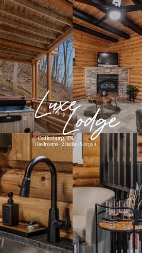 Welcome to Luxe Lodge! A newly remodeled romantic retreat in Gatlinburg, TN! 🌲✨ Book your stay with us! #smokymountains #gatlinburg #elkspringsresort #cabins #gatlinburgcabins #luxurycabins | Elk Springs Resort