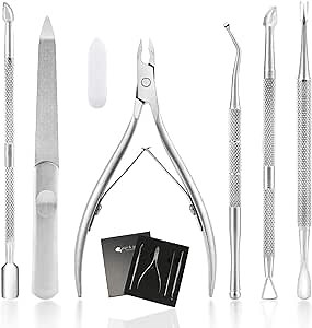 Cuticle Trimmer with Cuticle Pusher, 6 Pcs Manicure Tools, Professional Cuticle Cutter Nipper, Cuticle Remover, Clippers for Fingernails Toenails, Nail Polish Peeler Durable Pedicure Tool Kits
