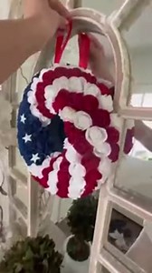 4th of July Wreath 2024 Patriotic Decorations Stripe and Stars Printed Independence Day Wreath Memorial Day Wreath 4th of July Wreaths for Front Door for Farmhouse Indoor Outdoor Wall Window
