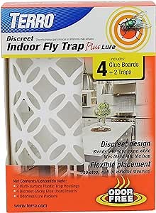 TERRO T550 Discreet Odorless Indoor Fly Trap Plus Lure - Attracts, Traps, and Kills House Flies