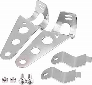 Ymiko 2pcs Motorcycle Headlight Mount Brackets Fork Racer 28mm-34mm Adjustable Headlight Brackets Fit for BSA Motorcycles (Silver)
