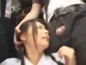 Japanese mother and daughter blowjob's on a bus