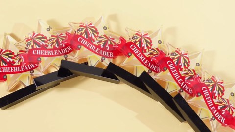 6 Pcs Cheerleader Trophy Award 4.7 Inches Champion Cheer Medals Star Cheer Trophy Awards for Display Tournaments School Match Sports Competition Teams