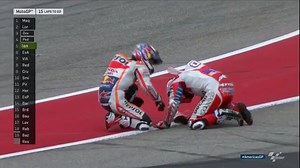 That was one hard hit for Andrea Dovizioso at #AmericasGP, falling with Dani Pedrosa down at turn 1. Both fortunately OK... | MotoGP