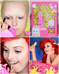 2.7M views · 21K reactions | Makeup artist transforms herself into a Barbie doll & Ariel  | MetDaan Makeup | Facebook
