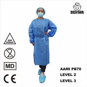 [Hot Item] AAMI PB70 Level 2 Disposable Non-Woven SMS Surgical Gown Protective Isolation Gown