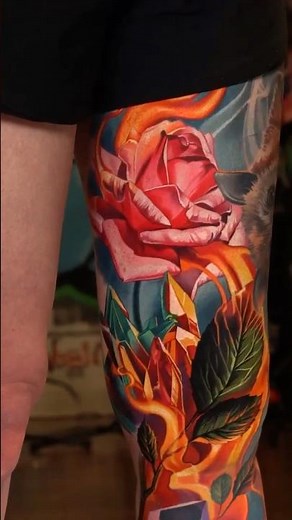 Tattooing a Realistic Rose 🌹 Color Blend Magic