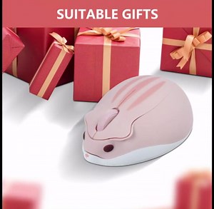 Wireless Mouse Cute Animal Hamster Shape Silent Portable Compact Cordless Optical Mice with 2.4G USB Receiver, for Travel Office Work,PC Laptop Mac Desktop Computer, Kids Boy Girl Adults Gift(White)