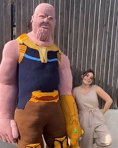 This woman's boyfriend challenged her to knit a huge life-sized Thanos doll! 😂😲 Wooly McWoolface | LADbible