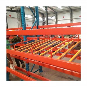 [Hot Item] Through Pallet Sliding Racks Gravity Carton Flow Racking with Wheels Selective Warehouse Roller Racking System