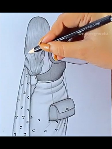 Girl Backside in Saree: Easy Pencil Sketch for Beginners