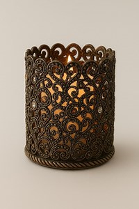 Vintage Bronze Filigree Candle Holder - Crystal Tealight Centerpiece - Etsy
