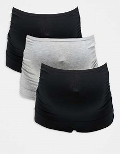 Lindex MOM Maternity 3 pack brazilian briefs in black/gray | ASOS