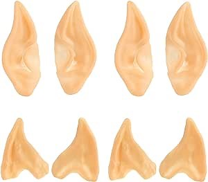 3 otters Latex Elf Ears, 4 Pair Fairy Pixie Elf Ears Pointed Prosthetic Ear Elven Ears Cosplay Halloween Party Favor