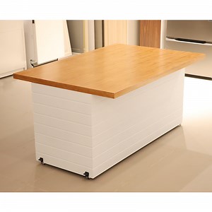[Hot Item] Modern Minimalist Movable Rectangular Wooden White Bar Table Restaurant Furniture Bar Table with Wheels for Home Use