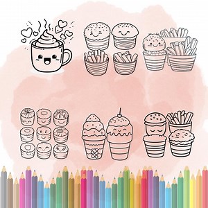Sweet & Cute Food Coloring Pages – Stress Relief for All Ages 6 Illustration , Printable Instant Digital Download PDF - Etsy