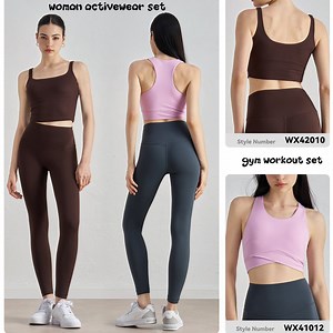 [Hot Item] Stylish Trendy Women′ S Sports Wear Workout Clothes Athletic Wear Gym Fitness Leggings Running Sports Bras Crop Top Yoga Outfit