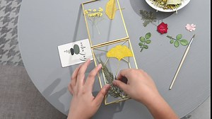 MHM Glass Floating Frame for Pressed Flowers - Geometric Shaped 4x6 Picture Frame - Modern Hanging or Tabletop Double Glass Frame for Dried Wildflowers, Photos, and Postcards