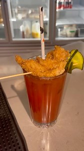 It comes with fried chicken?! Why yes, yes it does. Snag yourself a HBFC Bloody Mary for brunch with @thepickledprince Bloody Mary mix, pickles and a fried chicken strip! | Honey Butter Fried Chicken