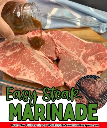 Simply combine the ingredients, marinate your steak for at least 30 minutes (or up to 24 hours!), and get ready for a restaurant-quality meal at home! Get the recipe --> https://walkingonsunshinerecipes.com/steak-marinade/ | Easy Family Recipes by Walking on Sunshine Blog