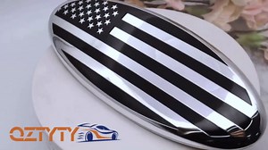Front Grille American Flag Emblem for Ford, Tailgate Emblem, Oval Overlay Front Grill Rear Tailgate American Flag Decal Badge, 9 Inch Emblem Compatible with F150 F250 F350 (Black/Flag)
