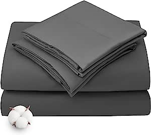 Amazon.com: LBRO2M 100% Egyptian Cotton 800 Thread Count Queen Size Sheets Set,Bed Sheet 4 Piece Sets,16 inches Deep Pocket,Bedding Super Soft Breathable,Sateen Weave Long Staple,All Season,Dark Grey : Home & Kitchen