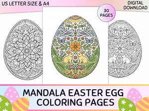 Easter Egg Mandala Coloring Pages for Adults, 30 Intricate Relaxing Spring Egg Coloring Sheets, Stress Relief Printable Easter Coloring Book - Etsy Canada