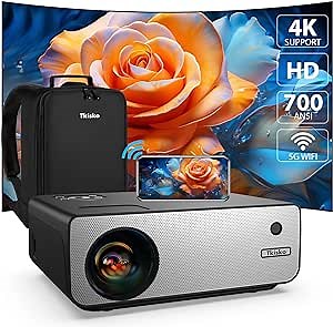 [Electric Focus] Projector with Wifi and Bluetooth, 700 ANSI Portable Outdoor Projector 4K, Tkisko Native 1080P Movie Projector Outdoor Use, Compatible with iOS/Android/TV Stick