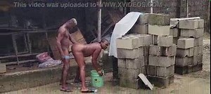 African mummy was bathing and her neighbor came to peep at her and they fucked hard