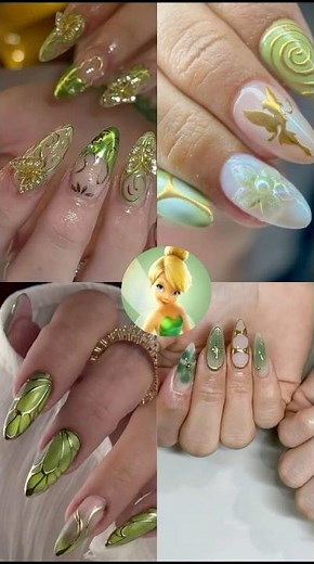 UNHAS INSPIRADAS NA TINKER BELL 😱✨ As mais LINDAS e encantadoras! #shorts #disney #nails #nailinspo