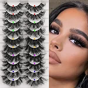 Mink Lashes Dramatic Eyelashes 10 Pairs 5 Styles Fluffy Thick Long 8D Volume False Eye Lashes Pack 22mm Wispy Strip Curly Fake Eyelashes by HeyAlice